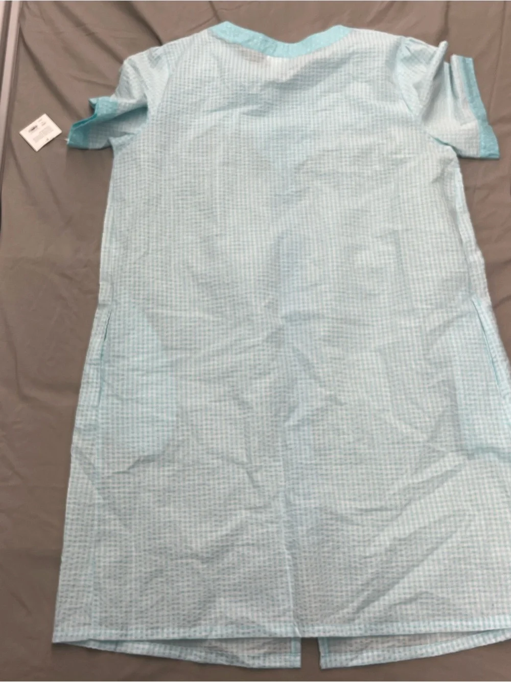 croft & barrow Light Aqua Zip-Front Short Sleeve Nightgown Size Medium NWT